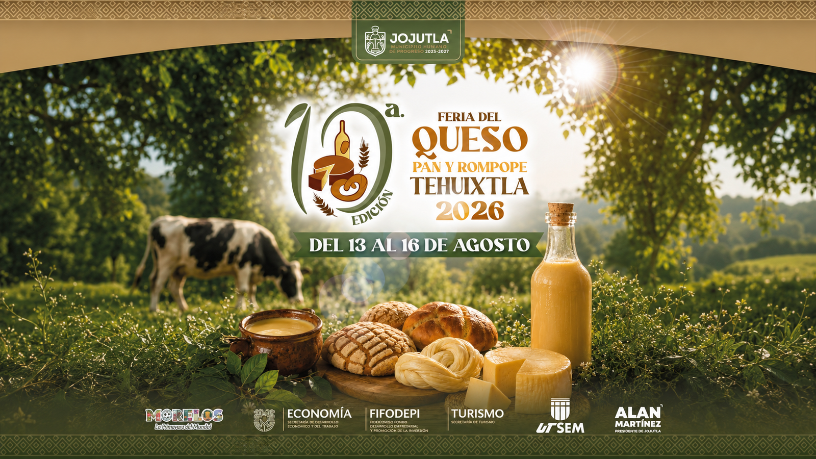 Tehuixtla se prepara para celebrar la décima Feria del Queso, Pan y Rompope 2026 24 ALT: Cartel oficial de la décima Feria del Queso, Pan y Rompope Tehuixtla 2026 con fechas y actividades culturales.